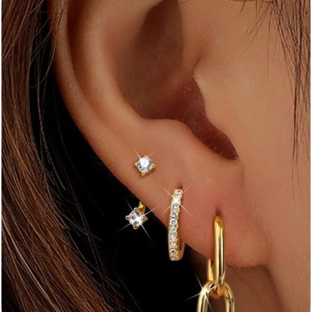 Small Gold Hoop Earrings for Women Hypoallergenic Surgical Steel Set